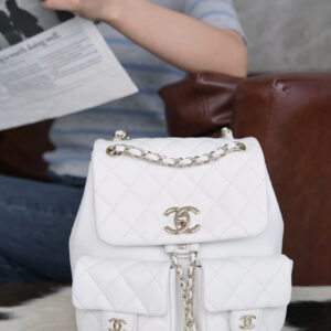 bag0259 Chanel Backpack White Gold Hardware