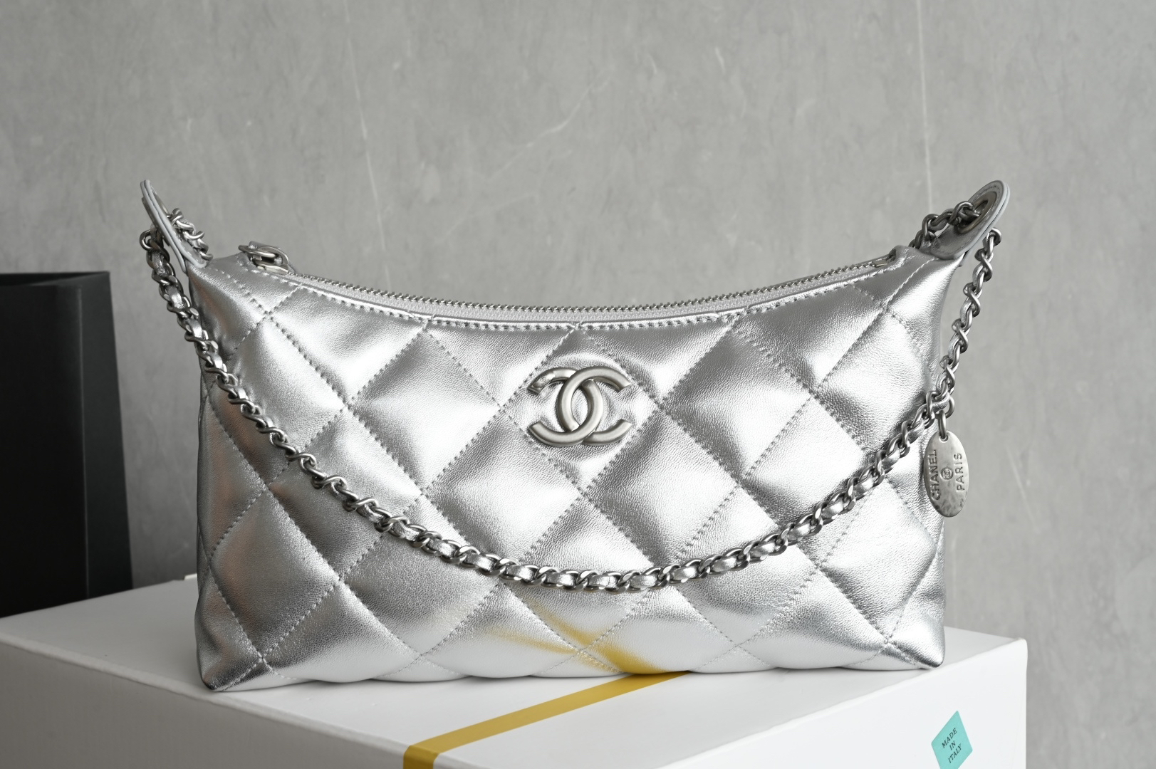 bag0260 Chanel Hobo Silver Gold Hardware