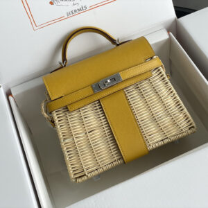 hm0121 Hermes Bag Yellow Silver Hardware