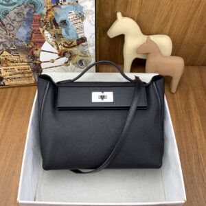 hm0136 Hermes Bag Black Silver Hardware