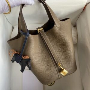 hm0159 Hermes Picotin Bucket Bag Etoupe Gray Gray Silver Hardware