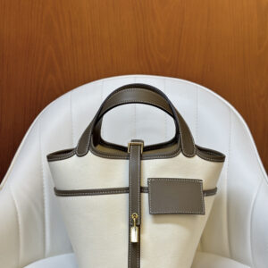hm0160 Hermes Picotin Bucket Bag Etoupe Gray Beige Gray Gold Hardware