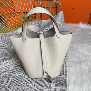 hm0162 Hermes Picotin Bucket Bag Milkshake White White
