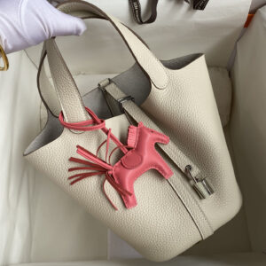 hm0164 Hermes Picotin Bucket Bag Milkshake White White Silver Hardware