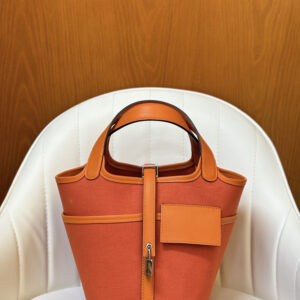 hm0171 Hermes Picotin Bucket Bag Orange Silver Hardware