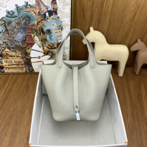 hm0172 Hermes Picotin Bucket Bag Cement Gray Gray Silver Hardware