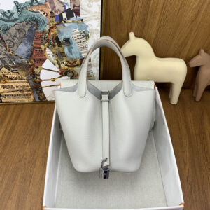 hm0177 Hermes Picotin Bucket Bag Gray Silver Hardware