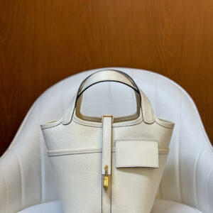 hm0182 Hermes Picotin Bucket Bag White Gold Hardware