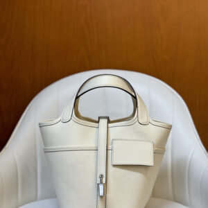 hm0183 Hermes Picotin Bucket Bag White Silver Hardware