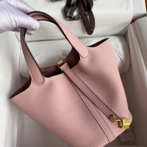 hm0187 Hermes Picotin Bucket Bag Pink Silver Hardware