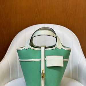 hm0194 Hermes Picotin Bucket Bag Green Gold Hardware