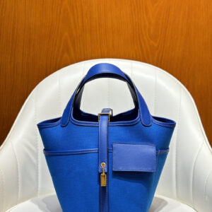 hm0200 Hermes Picotin Bucket Bag Blue Gold Hardware