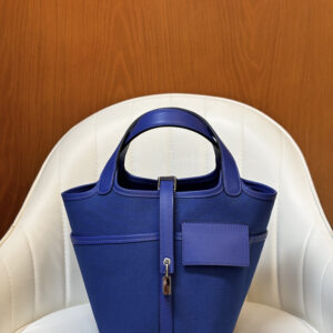 hm0201 Hermes Picotin Bucket Bag Blue Silver Hardware