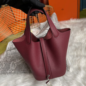 hm0202 Hermes Picotin Bucket Bag Burgundy Red