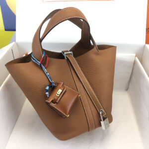 hm0203 Hermes Picotin Bucket Bag Gold Brown Brown