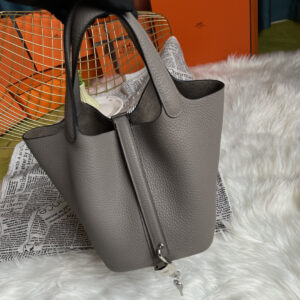 hm0206 Hermes Picotin Bucket Bag Etain Gray Gray