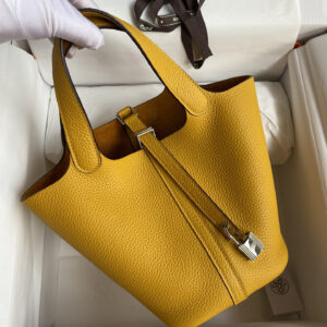 hm0210 Hermes Picotin Bucket Bag Yellow Silver Hardware
