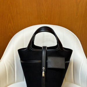 hm0213 Hermes Picotin Bucket Bag Black Silver Hardware