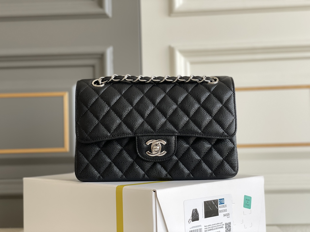 bag0270 Chanel Classic Flap Small Black Silver Hardware