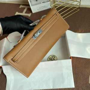 hm0243 Hermes Kelly Pochette Clutch Bag Silver Hardware