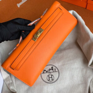 hm0244 Hermes Kelly Pochette Clutch Bag Silver Hardware