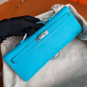 hm0245 Hermes Kelly Pochette Clutch Bag Silver Hardware