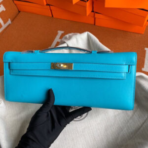 hm0247 Hermes Kelly Pochette Clutch Bag Silver Hardware
