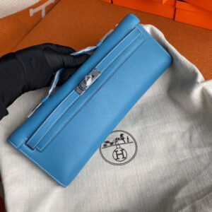 hm0248 Hermes Kelly Pochette Clutch Bag Silver Hardware