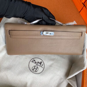 hm0250 Hermes Kelly Pochette Clutch Bag Silver Hardware