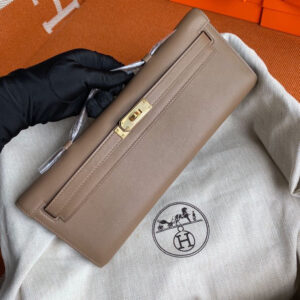 hm0251 Hermes Kelly Pochette Clutch Bag Silver Hardware