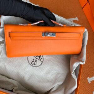 hm0252 Hermes Kelly Pochette Clutch Bag Silver Hardware