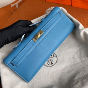 hm0254 Hermes Kelly Pochette Clutch Bag Silver Hardware