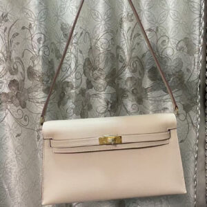 hm0259 Hermes Kelly Pochette Clutch Bag Milkshake White White
