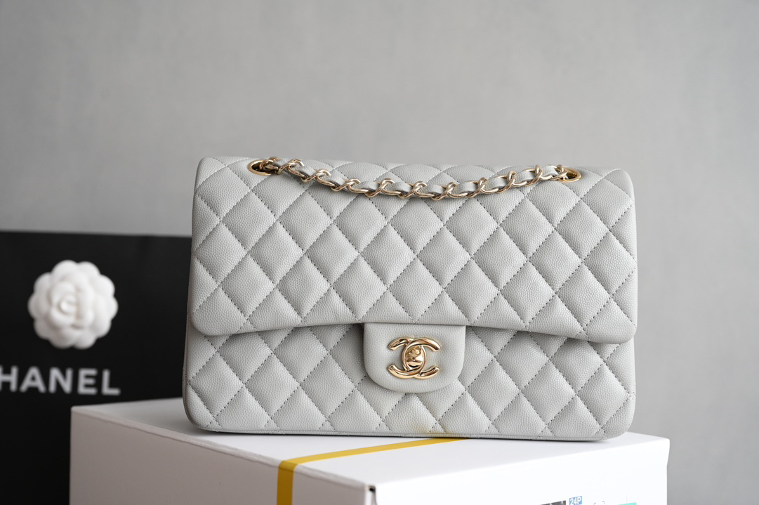 bag0274 Chanel Classic Flap White Gold Hardware