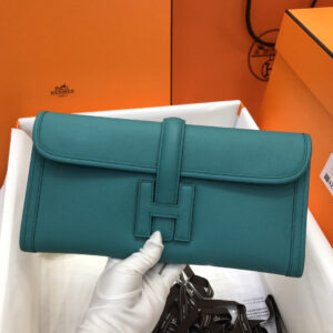hm0262 Hermes Kelly Pochette Clutch Bag Peacock Blue Blue