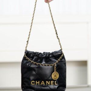 bag0275 Chanel 22 Bag Black Gold Hardware