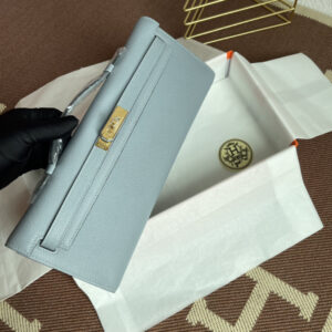 hm0292 Hermes Kelly Pochette Clutch Bag Blue Silver Hardware
