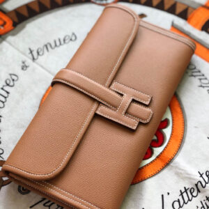 hm0295 Hermes Kelly Pochette Clutch Bag Gold Brown Brown