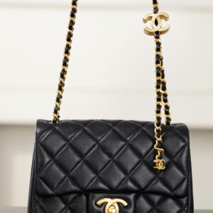 bag0278 Chanel Vanity Small Black Gold Hardware