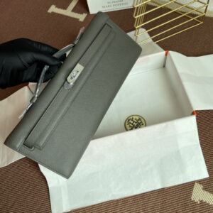hm0300 Hermes Kelly Pochette Clutch Bag Etain Gray Gray Silver Hardware