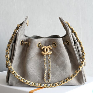 bag0284 Chanel 25 Bag Hobo Mini Gray Gold Hardware