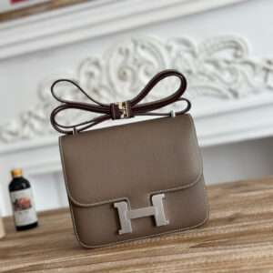 hm0363 Hermes Constance Shoulder Bag Etoupe Gray Gray Silver Hardware