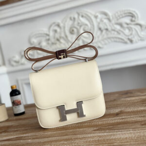 hm0366 Hermes Constance Shoulder Bag Milkshake White White Silver Hardware
