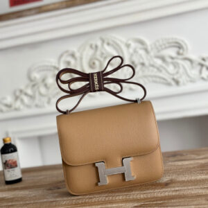 hm0368 Hermes Constance Shoulder Bag Milk Tea Milk Tea Silver Hardware