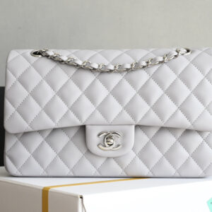 bag0285 Chanel Classic Flap Medium Gray Silver Hardware