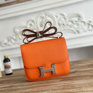 hm0370 Hermes Constance Shoulder Bag Orange Silver Hardware