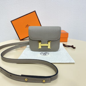 hm0372 Hermes Constance Shoulder Bag Gray Gold Hardware