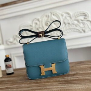 hm0374 Hermes Constance Shoulder Bag Denim Blue Blue Silver Hardware