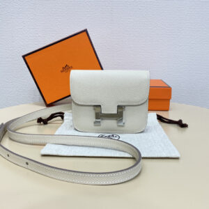 hm0378 Hermes Constance Shoulder Bag White Silver Hardware