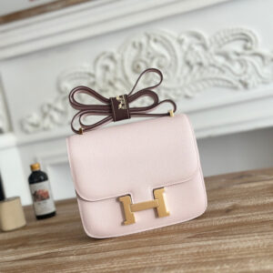 hm0383 Hermes Constance Shoulder Bag Pink Purple Silver Hardware